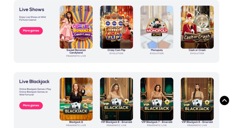 Wild Fortune Live Games